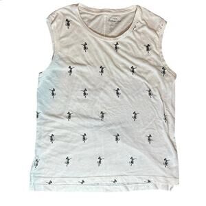 J.CREW Collection Tees Hula Girl Tank Top White Large Casual Hawaii Summer Boho